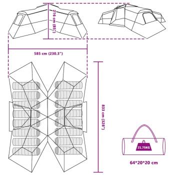 Zelt Grün Groß Polyester und Fiberglas