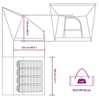 Zelt Grün 282 x 225 x 154 cm