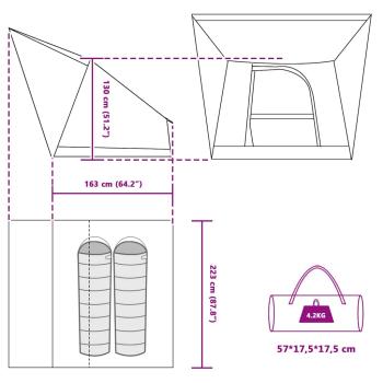 Zelt Grau und Orange 223 x 163 x 130 cm