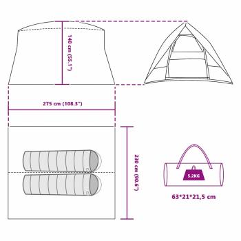 Zelt Grau und Orange 275 x 230 x 140 cm