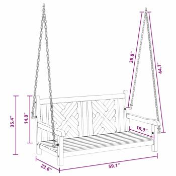 Schaukelbank Sonstiges Braun 114 x 60 x 64 cm Massives Teakholz