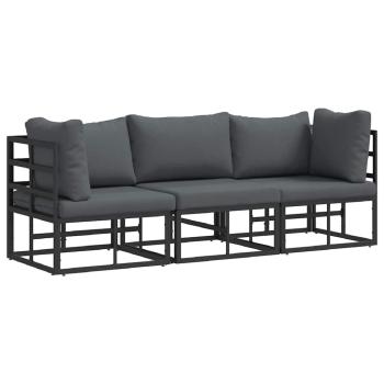 Gartenmöbel-Sets mit Kissen mit Kissen 3 pcs Schwarz und Anthrazit