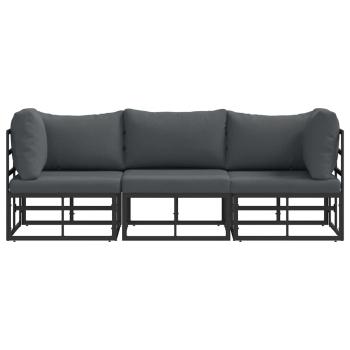 Gartenmöbel-Sets mit Kissen mit Kissen 3 pcs Schwarz und Anthrazit