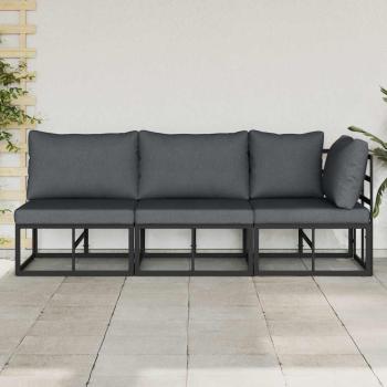 Gartenmöbel-Sets mit Kissen mit Kissen 3 pcs Schwarz und Anthrazit