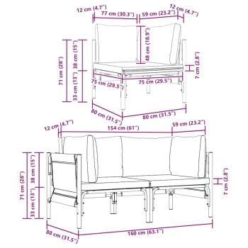 Gartenmöbel-Sets mit Kissen mit Kissen 2 pcs Anthrazit