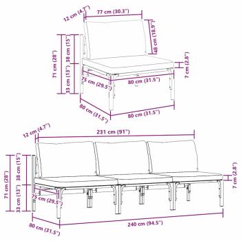 Gartenmöbel-Sets mit Kissen mit Kissen 3 pcs Anthrazit