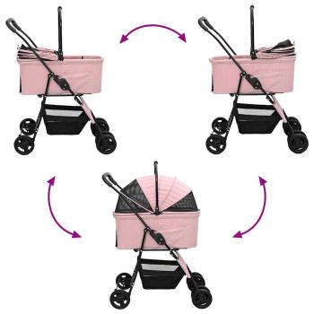 Faltbarer Haustierwagen Rosa 81 x 47 x 99 cm Oxford Stoff