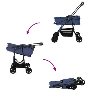 Faltbarer Haustierwagen Blau 81 x 47 x 99 cm Oxford Stoff