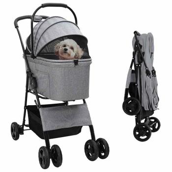 ARDEBO.de - Faltbarer Haustierwagen Grau 81 x 47 x 99 cm Oxford Stoff