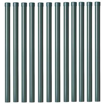 Zaunpfosten 12 pcs Grün 70 cm Pulverbeschichteter Stahl