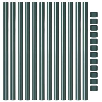 Zaunpfosten 12 pcs Grün 70 cm Pulverbeschichteter Stahl