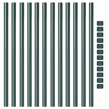 Zaunpfosten 12 pcs Grün 110 cm Pulverbeschichteter Stahl