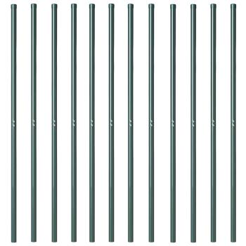 Zaunpfosten 12 pcs Grün 180 cm Pulverbeschichteter Stahl