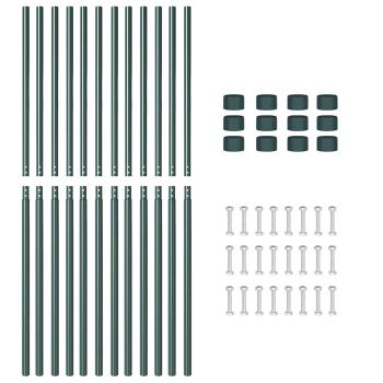 Zaunpfosten 12 pcs Grün 180 cm Pulverbeschichteter Stahl