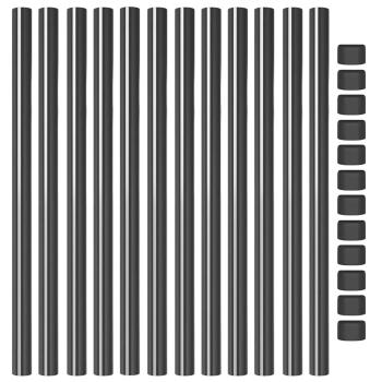Zaunpfosten 12 pcs Grau 50 cm Pulverbeschichteter Stahl