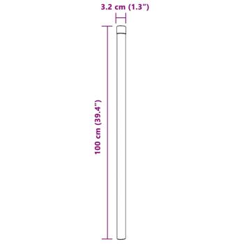 Zaunpfosten 2 pcs Grau 100 cm Pulverbeschichteter Stahl