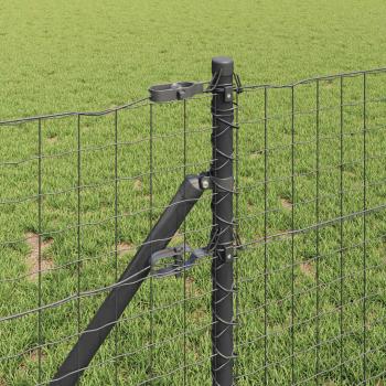 Zaunpfosten 2 pcs Grau 110 cm Pulverbeschichteter Stahl