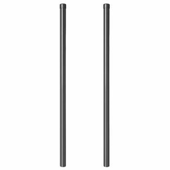 Zaunpfosten 2 pcs Grau 110 cm Pulverbeschichteter Stahl