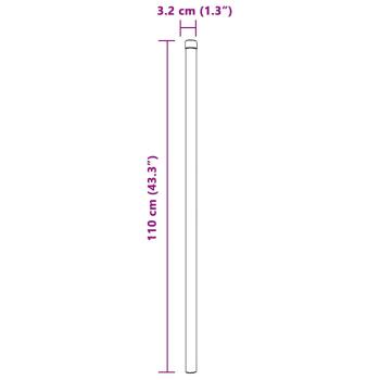 Zaunpfosten 2 pcs Grau 110 cm Pulverbeschichteter Stahl
