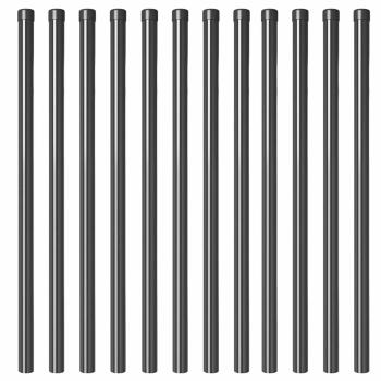 Zaunpfosten 12 pcs Grau 110 cm Pulverbeschichteter Stahl