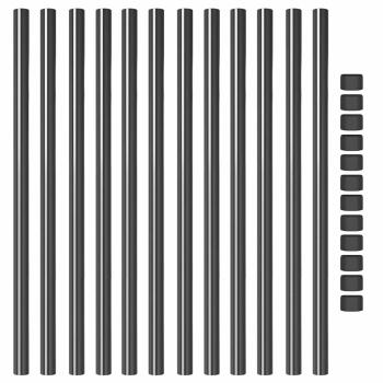 Zaunpfosten 12 pcs Grau 110 cm Pulverbeschichteter Stahl