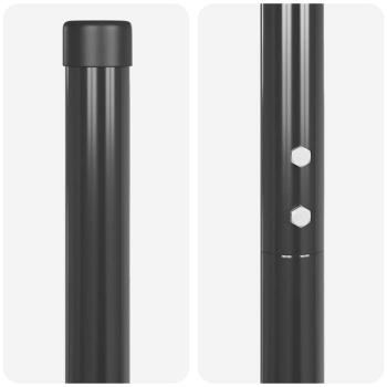 Zaunpfosten 2 pcs Grau 130 cm Pulverbeschichteter Stahl