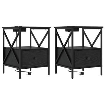 Nachttisch 2 pcs Schwarze Eiche 41,5 x 40,5 x 55 cm