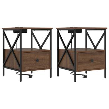 Nachttisch 2 pcs Braune Eiche 41,5 x 40,5 x 55 cm Holzwerkstoff