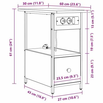 Nachttisch Braune Eiche 60 x 30 x 61 cm Holzwerkstoff