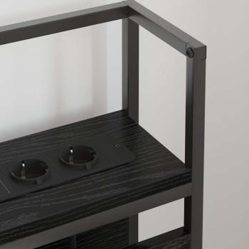Stauraum-Kopfteil Schwarz Eichen-Optik Holzwerkstoff