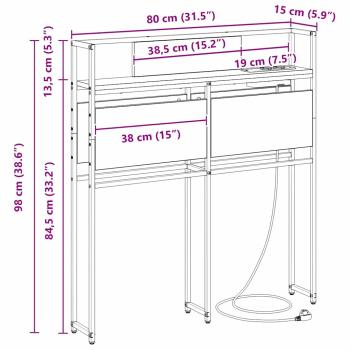 Stauraum-Kopfteil Schwarz Eichen-Optik Holzwerkstoff
