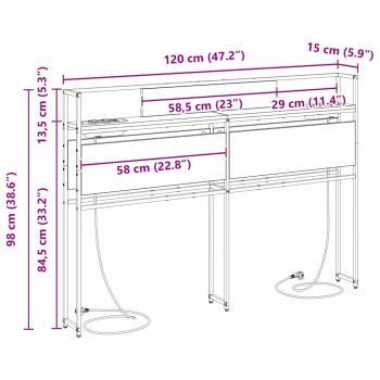 Stauraum-Kopfteil Braune Eiche 120 cm Holzwerkstoff