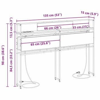 Stauraum-Kopfteil Schwarze Eiche 135 cm Holzwerkstoff