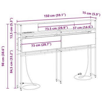 Stauraum-Kopfteil Schwarz Eichen-Optik Holzwerkstoff