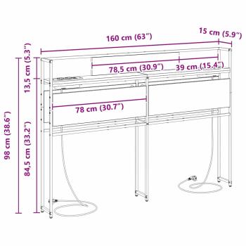 Stauraum-Kopfteil Schwarz Eichen-Optik Holzwerkstoff