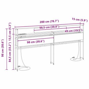 Stauraum-Kopfteil Schwarz Eichen-Optik Holzwerkstoff
