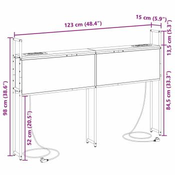 Stauraum-Kopfteil Sonoma Eiche 120 cm Holzwerkstoff