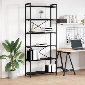 ARDEBO.de - Bücherregal Schwarze Eiche 80 x 30 x 188 cm Holz und Stahl