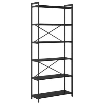 Bücherregal Schwarze Eiche 80 x 30 x 188 cm Holz und Stahl
