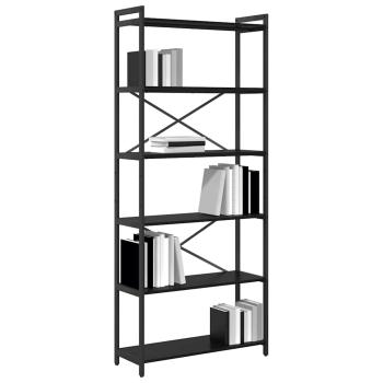 Bücherregal Schwarze Eiche 80 x 30 x 188 cm Holz und Stahl