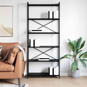 Bücherregal Schwarze Eiche 80 x 30 x 188 cm Holz und Stahl
