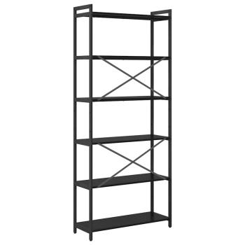 Bücherregal Schwarze Eiche 80 x 30 x 188 cm Holz und Stahl