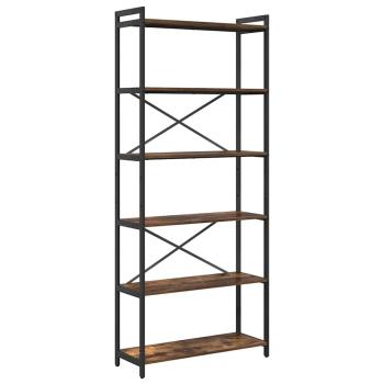 Bücherregal Räuchereiche 80 x 30 x 188 cm Holz und Stahl