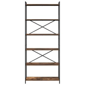 Bücherregal Räuchereiche 80 x 30 x 188 cm Holz und Stahl