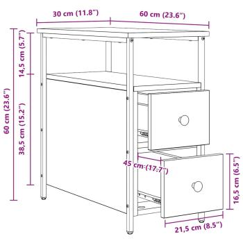 Nachttisch mit Schubladen Eiche handwerklich 30 x 60 x 60 cm
