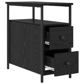 Nachttisch Schwarze Eiche 30 x 60 x 60 cm Eisen und Spanplatte