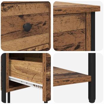 Nachttisch Altholz 32 x 42 x 70 cm Eisen und Spanplatte