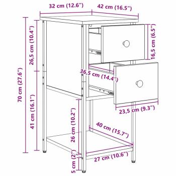 Nachttisch mit Schubladen Eiche handwerklich 32 x 42 x 70 cm