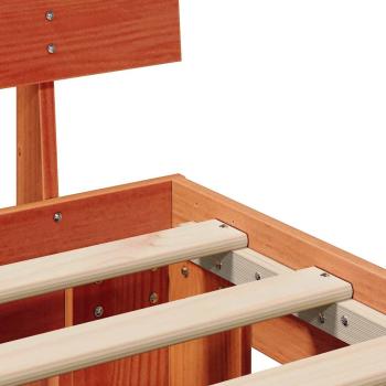 Bettgestell mit Schubladen mit Kopfteil mit Speicher Wachsbraun 90 x 200 cm Kiefernholz