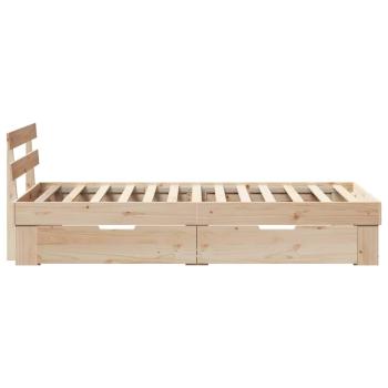 Bettgestell mit Schubladen mit Kopfteil mit Speicher Braun 75 x 190 cm Massivkiefer